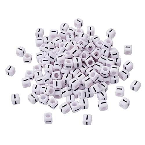 FASHEWELRY 300Pcs Cube White Acrylic Letter Beads 6x6mm Letter I Alphabet Beads for DIY Bracelet Necklace Jewelry Making - color: Letter I, size: 6x6x6mm