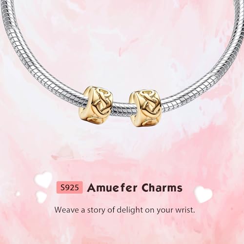 Love Family Friendship Graduation Mothers Nurses Day S925 Bead Pendant Charms for Pandora Bracelets Necklaces, Gifts Women, for Anniversary Birthday Valentines Day Christmas, Silver Gold - style: Knotted Hearts Clip 14K Gold Plated