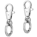 2 Pcs Double Opening Keychain Clip, Heavy Duty Zinc Alloy Swivel Clasp Clip Metal Swivel Snap Hooks Lobster Clasp with Key Ring for DIY Craft Lanyard Purse Making Jewelry Travel Accessories (Silver) - color: Silver