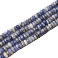 2x4mm 150pcs Natural Blue Dalmatian Jasper Rondelle Stone Beads Semi-Precious Disk Loose Gemstones Bead for DIY Jewelry Making - color: Blue Dalmatian