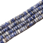 2x4mm 150pcs Natural Blue Dalmatian Jasper Rondelle Stone Beads Semi-Precious Disk Loose Gemstones Bead for DIY Jewelry Making - color: Blue Dalmatian