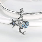 MULA 925 Sterling Silver Charms for Bracelets and Necklaces Lipstick and Bag Dangle Pendants Tower Camera Beads Jewelry Charms for Women - color: Starfish and Mermaid