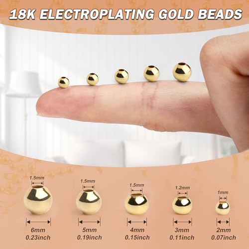 18K 300pcs 5mm Gold Filled Beads for Bracelets Seamless Small Gold Spacer Beads Non Tarnish for Jewelry Making Necklaces Earring Pendant Smooth for DIY Craft Making - size: 5MM-300PCS
