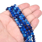 6mm Blue Agate Faceted Gemstone Round Loose Beads Strand 15.5-16" DIY Jewelry Making - color: Blue Agate
