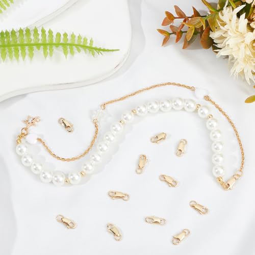 Beebeecraft 1 Box 10Pcs Lobster Claw Clasps 12x6x3mm 18K Gold Plated Brass Small Lobster Clasps and Closures Connectors for Jewelry Making Necklace Bracelets DIY Crafts - color: Gold-10pcs