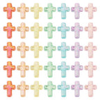 200Pcs Clear Acrylic Cross Kandi Beads AB Color Crucifix Halloween Easter Bracelet Beads for Keychain Iridescent Crafts DIY Jesus Bracelet Rosary Jewelry Making Supplies 16x12.5mm - color: Random AB Colors