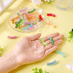 50 pcs Acrylic Tube Beads for Jewelry Making Rainbow Bangle Acrylic Beads Two Tone Curved Chunky Tube Bead for Bracelets Earring Crafts - color: Mixed Color-5
