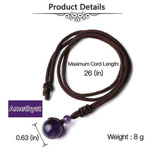 Jovivi Healing Crystals Necklace Natural Tiger Eye Amethyst Lucky Blessing Protection Chakra Beads Stone Pendant for Women Men Adjustable - color: Amethyst