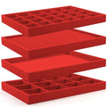 Lainrrew Jewelry Tray, 4 Pack Jewelry Organizer Velvet Jewelry Tray Stackable Jewelry Trays, Necklace & Earring Holder, Divided Bracelet & Ring Storage, 13.8"x9.5"x1.2" - Elegant Display Case (Red) - color: Red