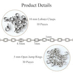 Jabogrii 5 Meters Silver Stainless Steel Chain for Jewelry Making Embossed Oval Paperclip Chain DIY Craft Jewelry Findings - color: Embossed Paperclip Silver