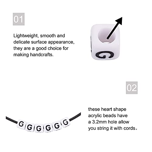 FASHEWELRY 300Pcs Cube White Acrylic Letter Beads 6x6mm Letter G Alphabet Beads for DIY Bracelet Necklace Jewelry Making - color: Letter G, size: 6x6x6mm