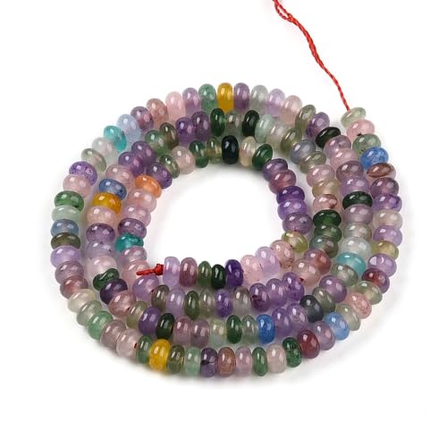 1 Strand Natural White Jade Rondelle Beads Strands Dyed Gemstone Beads Spacers for Jewelry Making Bracelets Necklace DIY Crafts 4.5x2.5~3mm 14.5" About 142~148pcs/strand Mixed Color - color: Mixed Color