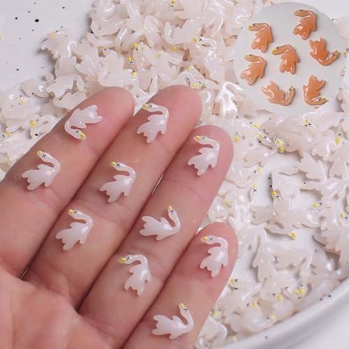ONPRESS 100Pcs Mini Color-Changing Cute Roast Duck Nails Charms Thermochromic Accessories UV Temperature Reminder Nails Art Decoration Fun and Interesting Nail Diamonds - color: silver