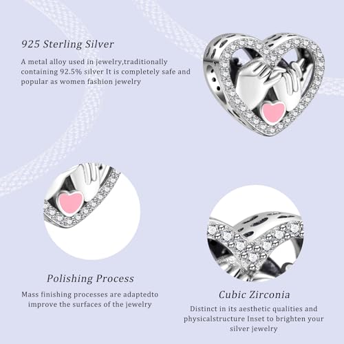 925 Silver Charms Pendants For Pandora Bracelet Golden charms Bead Safety Chain Clip set Heart Flower Animal Beads Family, Mom, Friend, Daughter, Birthday, Jewelry Gift - style: G-Love's Promise