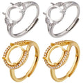 SUNNYCLUE 1 Box 8Pcs Prong Ring Setting Cubic Zirconia Adjustable Ring Blanks Golden Silver Brass Finger Ring Components 4 Claw Prong Ring Base for Jewelry Making Kits DIY Gemstone Rings Adult Women - style: Ring 1