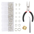 EuTengHao 1504pcs Jewelry Repair Tools Kit with Jewelry Pliers, Jump Rings Opener, Tweezers, Lobster Clasps, Bright Silver - color: Bright Silver