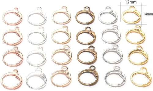 20Pcs Steel French Lever Earring Hooks Wire Settings Base Hoops Earrings with Open Loop for Men Women for DIY Jewelry Making Supplies(14×12mm) (Red) - color: Red Copper