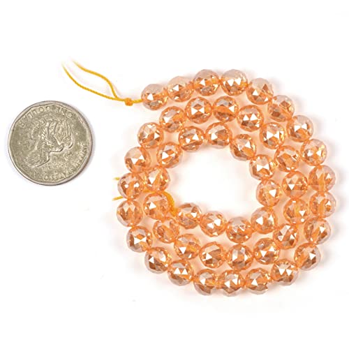 Yellow Coated Clear Quartz 8mm Gemstone Faceted Round Loose Strand Beads for DIY Necklace Bracelet Jewelry Making 15 Inch - color: Yellow Coated Clear Quartz