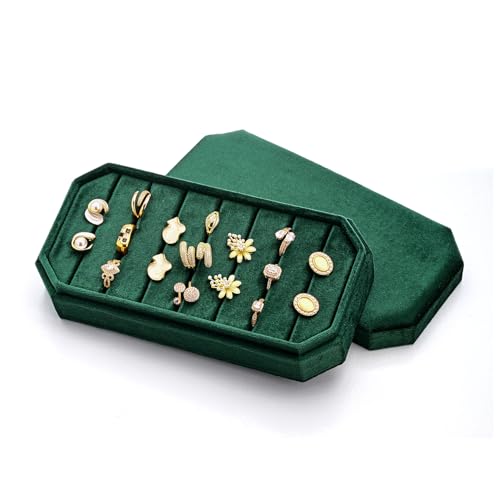TAIMY Velvet Ring Display Tray Organizer – Soft Jewelry Storage Box for Rings, Elegant Velvet Holder for Jewelry Showcase, Counter or Home Use (Emerald Green) - color: Emerald Green