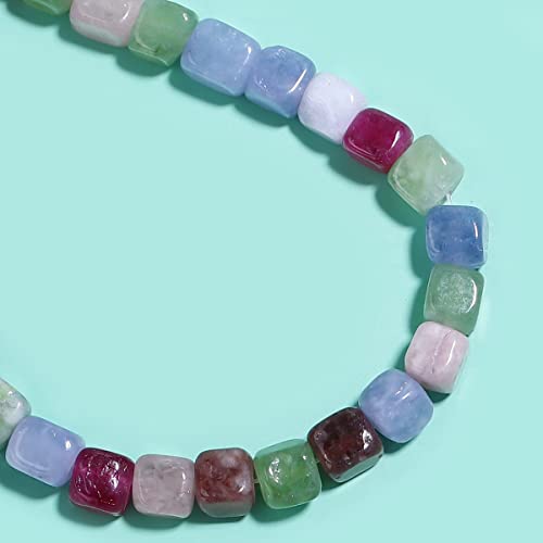 8MM Natural Tourmaline Gemstone Loose Square Cube Beads Stone Healing Power for Jewelry Making DIY Bracelet Necklace Earrings Rings - color: Tourmaline