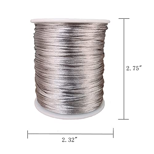 1.5 mm Nylon Satin Cord Beading Braided Thread String for Macrame Bracelets Chinese Knotting,Necklaces,Jewelry Making 109 Yards (Silver Gray) - color: Silver Gray, size: 1.5mm