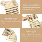 12Pcs Velvet Stackable Jewelry Trays, Jewelry Drawer Organizer, Large Removable Display Jewelry Tray, Necklace Bracelet Storage Box for Earring, Ring, Brooch, Watch (Beige) - color: Beige