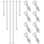 MKCYD Necklace Extender and Magnetic Necklace Clasp, Magnetic Clasps for Bracelet Extenders Sliver Chain Extension for Jewelry Repair Kit - color: 14Pcs Silver