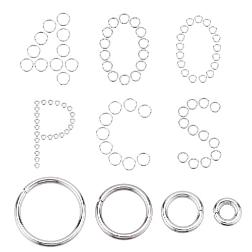 SUNNYCLUE 1 Box 400PCS 304 Stainless Steel Thick Strong Jump Rings Silver Metal Rings Craft Polished Smooth Connector Jump Rings for Jewelry Making Charms DIY Keychain Necklace Bracelet Accessories - color: Stainless Steel Color, size: 4/6/8/10mm
