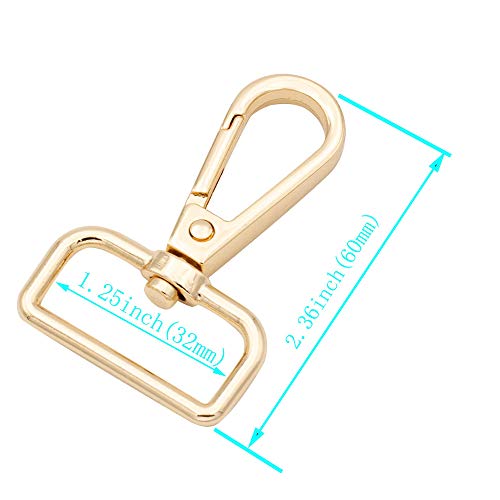 JWBIZ 12 Pcs D Ring Swivel Lobster Claw Clasp, Push Gate Snap Hooks Trigger Clips(Gold, 1 1/4 inch) - color: Gold, size: 1 1/4 inch