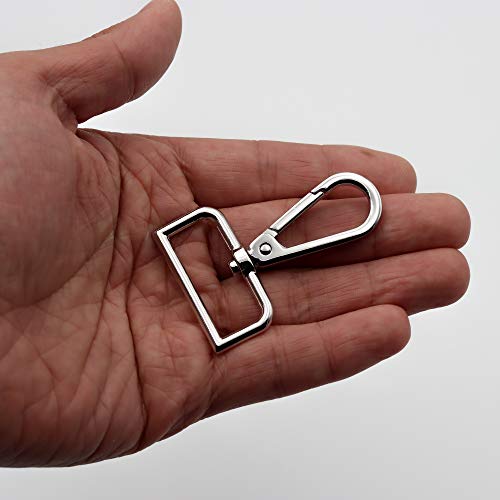 JWBIZ 12 Pcs D Ring Swivel Lobster Claw Clasp, Push Gate Snap Hooks Trigger Clips(Silver, 1 1/4 inch) - color: Silver, size: 1 1/4 inch