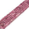 Natural Pink Tourmaline Gemstone 4mm Faceted Cube Square Loose Beads 16 Inch for DIY Jewelry Making Beads - color: Pink Tourmaline