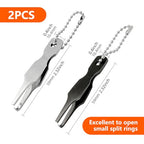 2 PCS Mini Split Ring Opener Tool, Stainless Steel Fishing Pliers for Small Rings, Quick Split Ring Plier for Lure Tuning, Keychain Organization and Jewelry Beading Repair, Portable