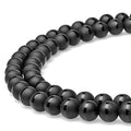 MJDCB Round Stone Beads Natural Matte Frosted One Line Black Agate Onyx Loose Beads are Used in Jewelry Design to Make Bracelets and Necklaces (8mm) - color: Matte One Line Black Agate, size: 8mm