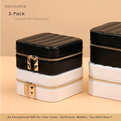 Small Jewelry Box, Easy Carried Travel Jewelry Organizer PU Leather Mini Holder Box Storage Case Portable, Necklace, Earring, Rings, Bracelets, Pure White - color: Pure White
