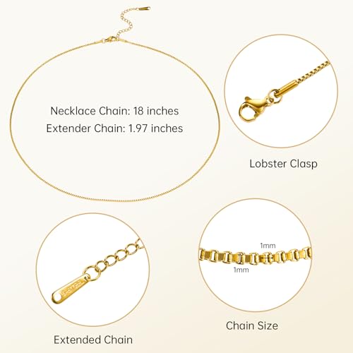 SMYHTGLIF 12 Pack Gold Box Necklace Chain Bulk Stainless Steel Craft Women and Men Necklace Chain for Jewelry Making - color: Gold Box, size: 18 Inches