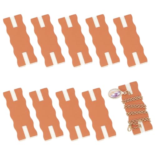 OLYCRAFT 10pcs Portable Tangle-Free Jewelry Organizer 2.5x1x0.1 Inch Brown Rectangle Tangle-Free Necklaces Organizer Necklace Card Holder Universal Jewelry Storage Case for Chain Necklaces Storage - color: Sandy Brown