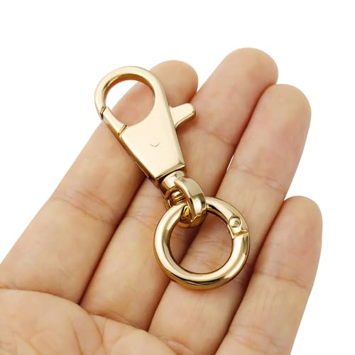 2pcs Double Opening Snap Hooks Heavy Duty Metal Push Gate Swivel Lobster Clasp Keychain Clip Purse Making Accessories (Gold) - color: Gold