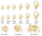 120pcs Gold Color 304 Stainless Steel Lobster Clasps Claw Clasps and Open Jump Rings for Bracelet Necklace Jewelry Making Findings - color: 0158