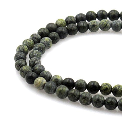 BRCbeads Natural Dark Green Serpentine Russian Jade Gemstone Round Loose Beads 4mm Approxi 15.5 inch 88pcs 1 Strand per Bag for Jewelry Making - color: Serpentine Russian Jade, size: 4mm