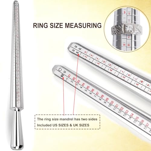 Ring Sizer Measuring Tool Metal Ring Mandrel and Mallet for Ring Making Ring Size Measurer Ring Shaper to Fix Bent Rings Jewelry Sizing Reshaper Repair Kit with Hammer (12-Ring Sizer Tool) - color: 12-RING SIZER TOOL