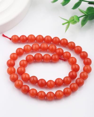 Natural Stone Beads 8mm Polished Round Smooth Gemstone Beads for Jewelry Making Supplies 15 Inch(45 Beads) (South Red Agate) - color: South Red Agate-45pcs