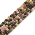 6mm Natural Multi-Color Tourmaline Faceted Rondelle Loose Beads Jewelry Making DIY Bead 16 Inch - color: Multi-color Tourmaline