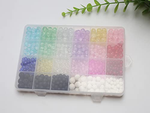 848PCS Crackle Glass Round Beads - 6mm 8mm 10mm Imitative Jade for Jewelry Making, Earrings, Necklaces, and DIY Crafts - size: 6mm 8mm 10mm Crackle