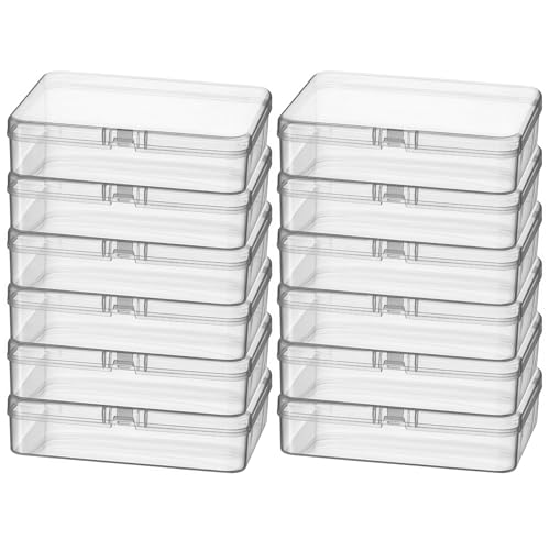 12 Pack Rectangular Clear Plastic Storage Containers Box with Hinged Lid for Beads and Other Small Craft Items (4.5 x 3.3 x 1.1 inch) - size: 4.5 x 3.3 x 1.1 inch