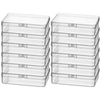 12 Pack Rectangular Clear Plastic Storage Containers Box with Hinged Lid for Beads and Other Small Craft Items (4.5 x 3.3 x 1.1 inch) - size: 4.5 x 3.3 x 1.1 inch