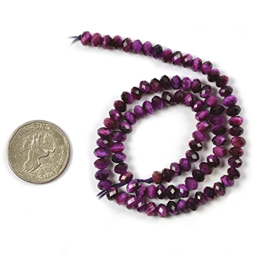 6mm Dyed Purple Tiger Eye Faceted Rondelle Loose Beads Jewelry Making DIY Bead 16 Inch - color: Dyed Purple Tiger Eye