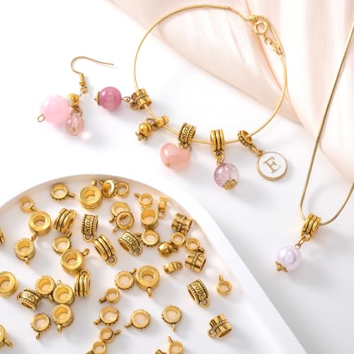 Joez Wonderful Links Bail Beads, Hypoallergenic Alloy Column Spacer Beads - color: Style A, 100 Gold