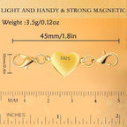 925 Silver Heart-Shaped Magnetic Necklace Clasps and Closures, Magnetic Clasp Converter for Jewelry Making Supplies,Chain Extender Connector for Necklace Bracelet (4pcs Silvery) - color: 4pcs silvery