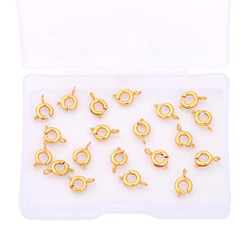 BEADIA 18K Gold Plated Spring Clasps Non Tarnish 6mm 20pcs for Jewelry Making Findings - color: Spring Clasps Gold, size: 6mm
