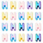 Beadthoven 20pcs Big Letter H Beads Large Hole Bubble Alphabet Acrylic Beads Charm Iridescent Plastic H Shape Loose Chunky Spacers for Jewelry Making Bracelet Necklace Keychains Shoelaces Crafts - color: H